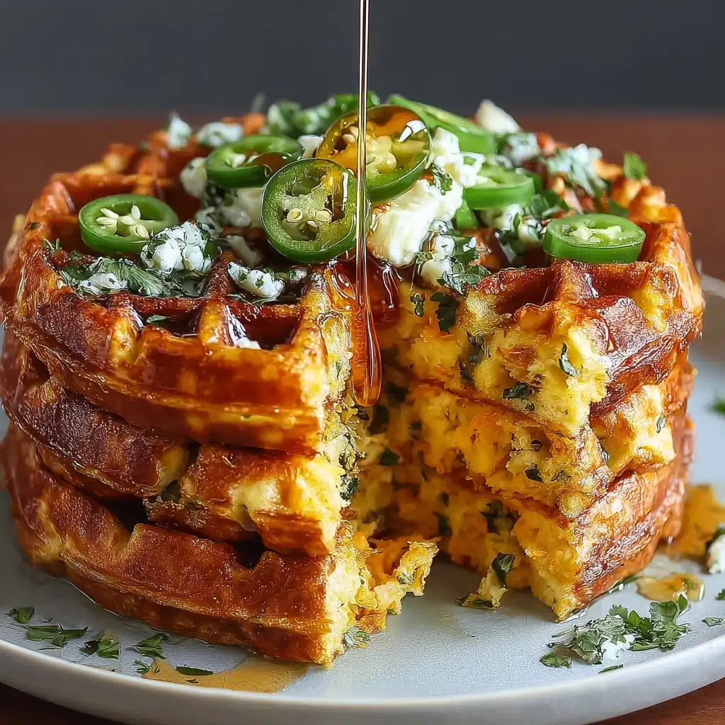 Spicy Cheddar Jalapeño Cornbread Waffles Recipe - Recipe Image