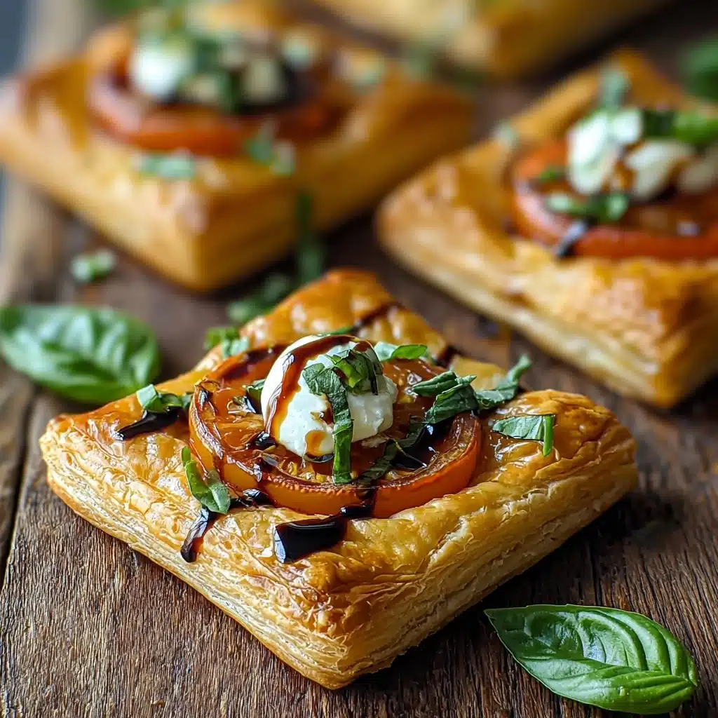 Savory Tomato Mozzarella Puff Pastry Tarts Recipe - Recipe Image