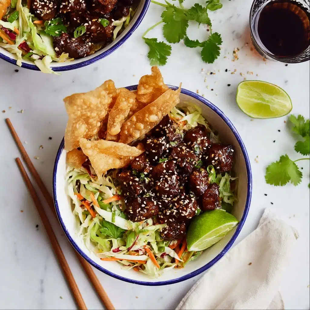 Teriyaki Chicken Wonton Taco Bowls Recipe