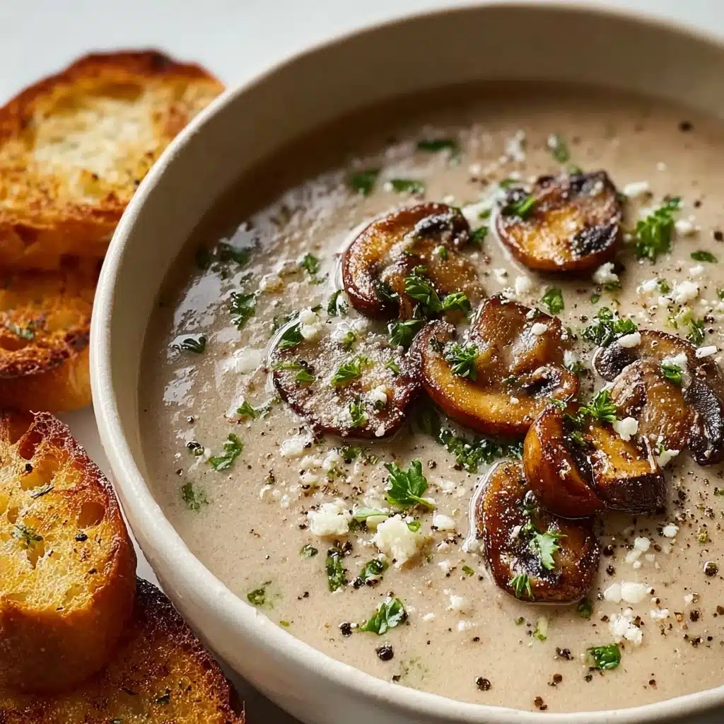 Creamy Mushroom Soup with Garlic Butter Recipe - Recipe Image