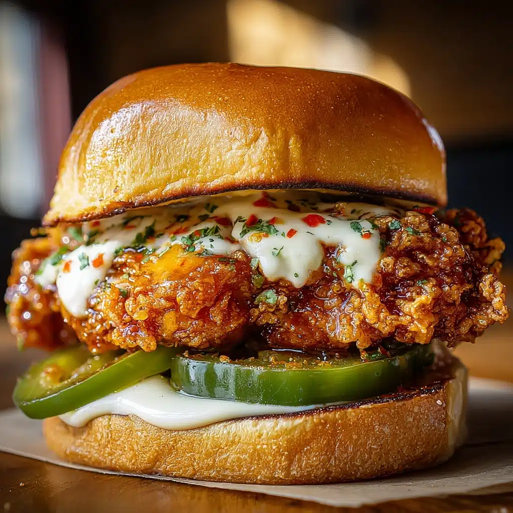 Jalapeno Honey Drenched Crispy Fried Chicken Sandwich Recipe - Recipe Image