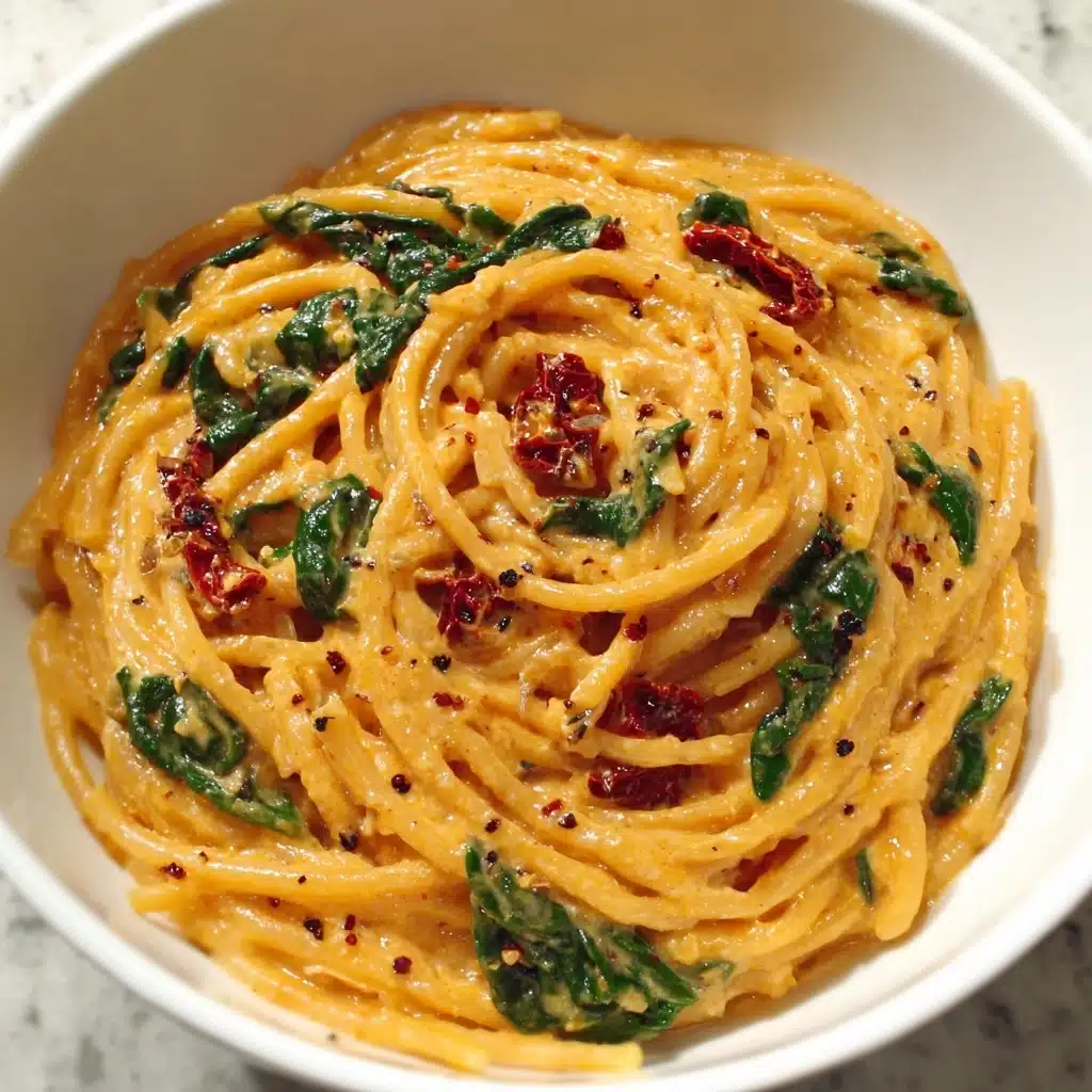 Spaghetti & Spinach with Sun-Dried Tomato Cream Sauce Recipe - Recipe Image
