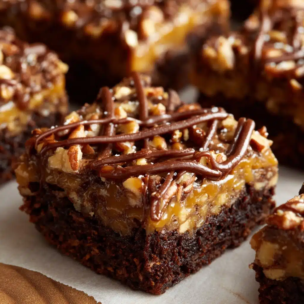 Pretzel Bottom Caramel Brownies Recipe - Recipe Image