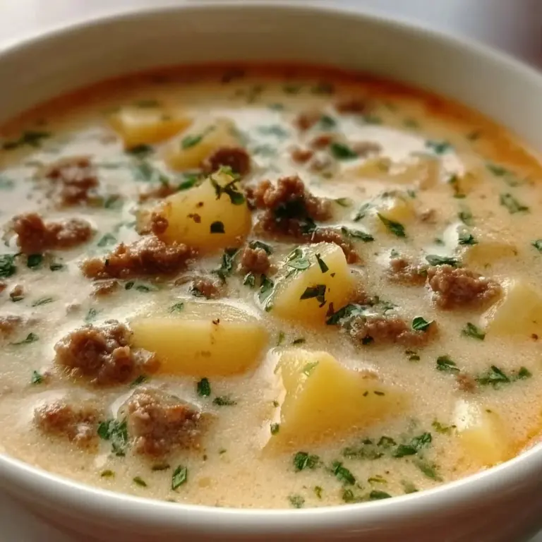 Easy Creamy Potato & Hamburger Soup Recipe