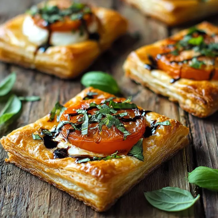 Savory Tomato Mozzarella Puff Pastry Tarts Recipe
