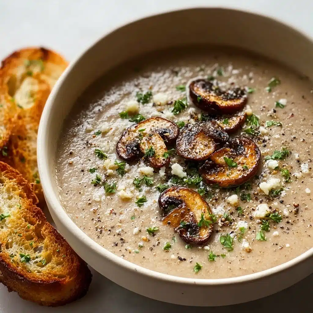 Creamy Mushroom Soup with Garlic Butter Recipe