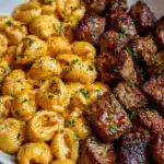 Cajun Steak Bites and Cheesy Garlic Shells Skillet Recipe