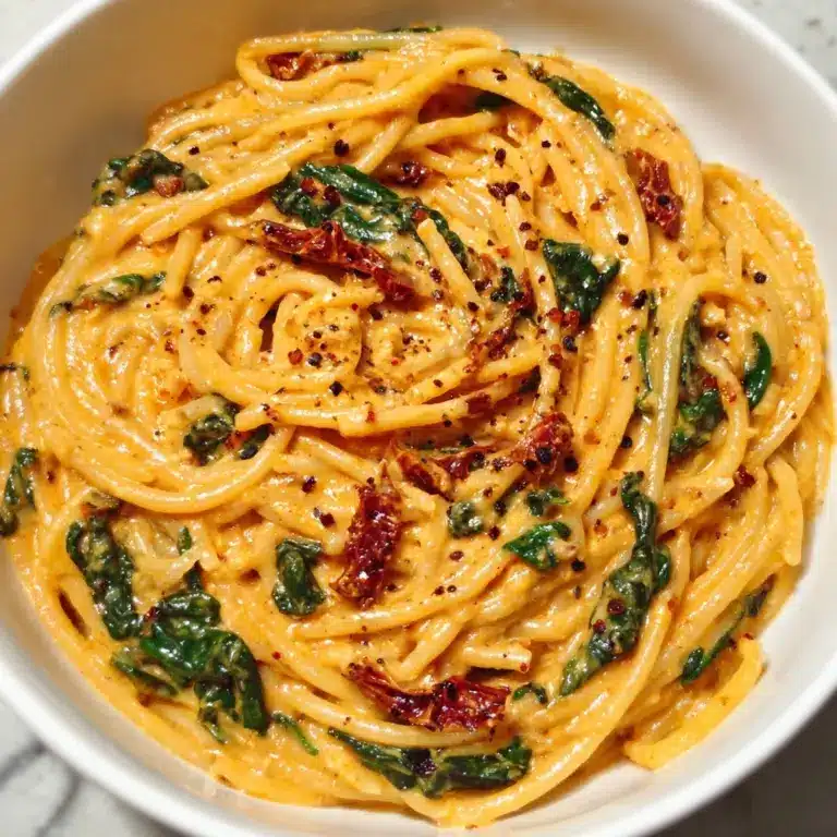 Spaghetti & Spinach with Sun-Dried Tomato Cream Sauce Recipe