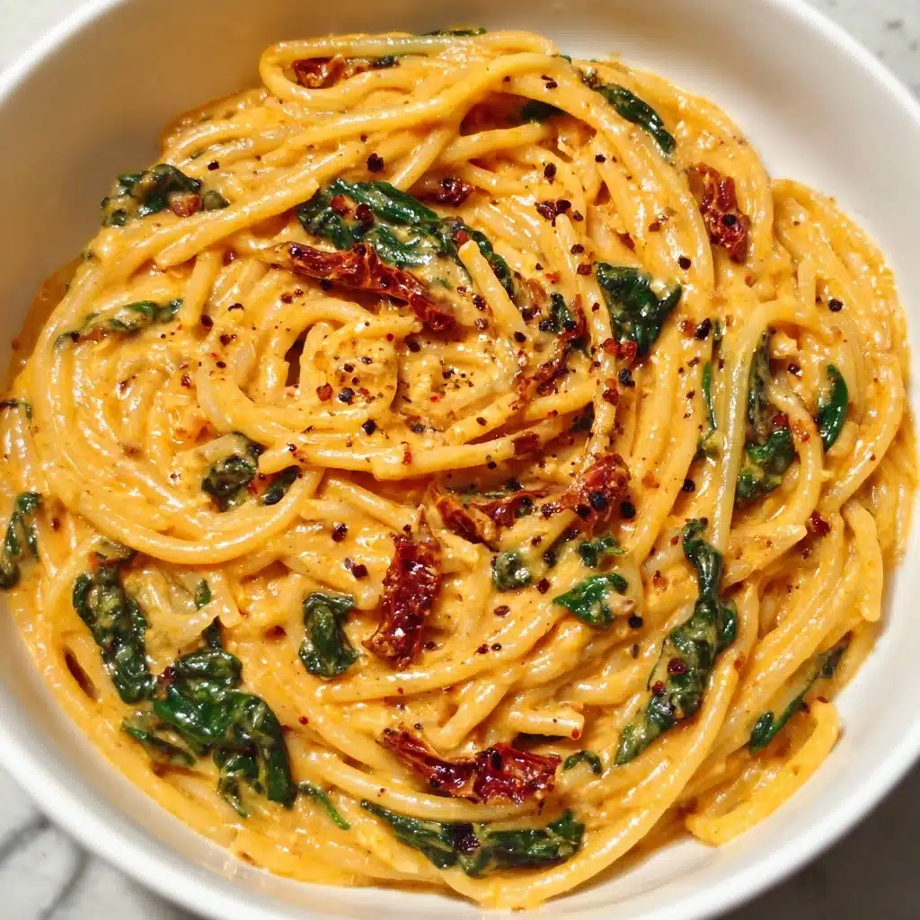 Spaghetti & Spinach with Sun-Dried Tomato Cream Sauce Recipe