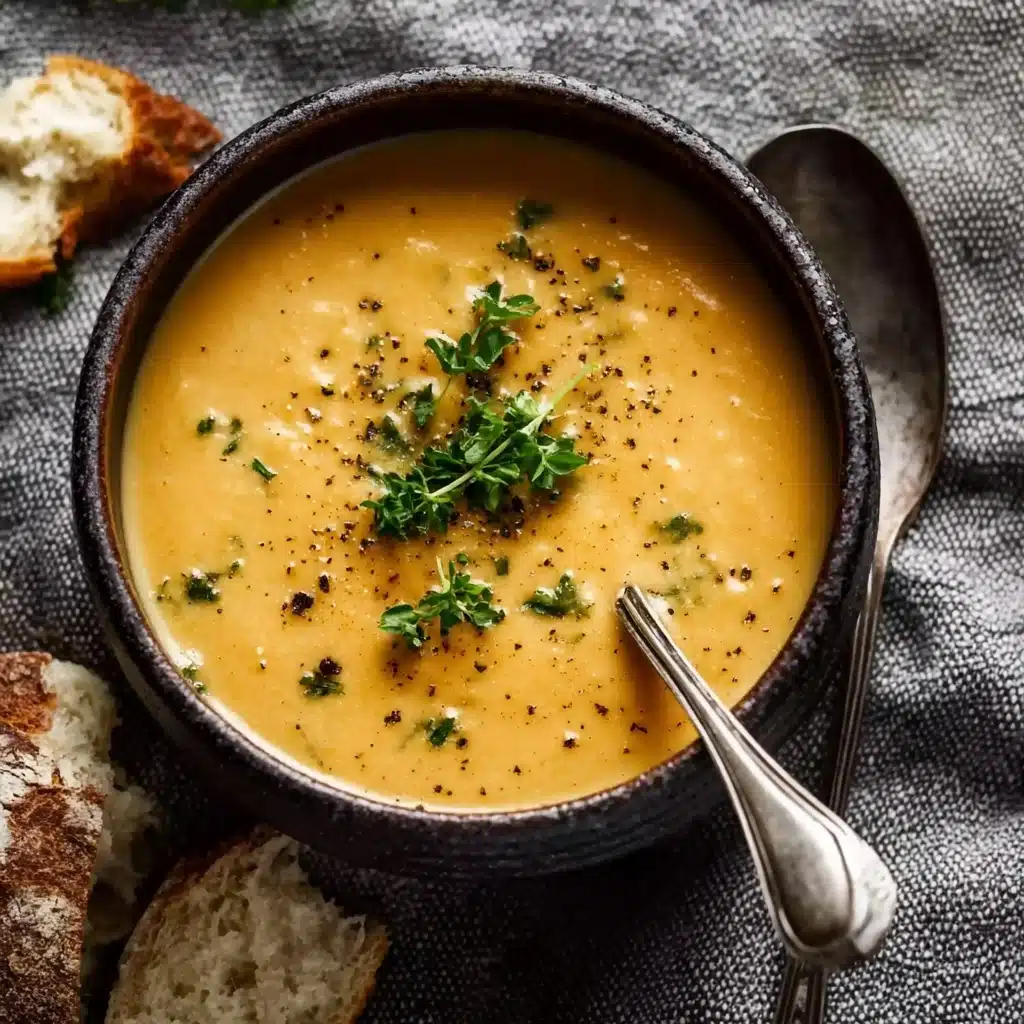 Hearty Cheddar Garlic Herb Potato Soup Recipe - Recipe Image
