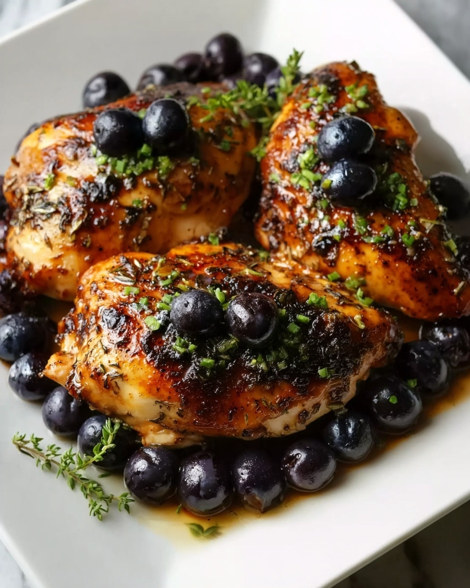 Three golden brown chicken breasts with a crispy, slightly charred skin sit in the center of a square white plate. Each piece is topped with small, glossy black olives and finely chopped green herbs. Around the chicken, a row of shiny black olives circles it, adding contrast. The texture of the chicken skin looks crispy and well-seasoned with visible herbs and spices. The plate rests on a white marbled surface. photo taken with an iphone --ar 4:5 --v 7