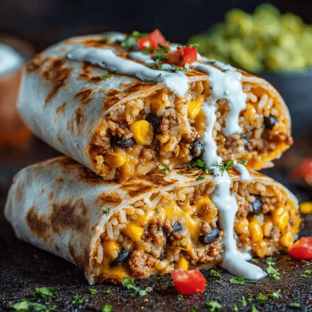 CHEESY GROUND CHICKEN & RICE BURRITOS Recipe - Recipe Image