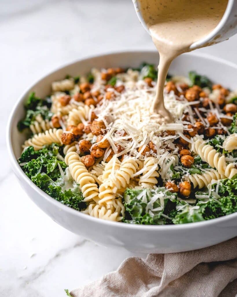 Kale Caesar Pasta Salad Recipe