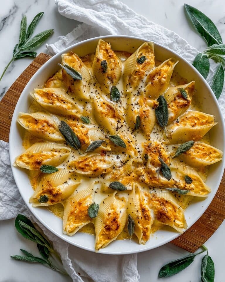 Pumpkin & Gouda Stuffed Shells with Brown Butter & Sage Alfredo Sauce Recipe