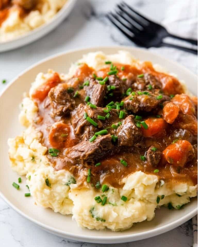 Fall Apple Cider Stew over Mashed Potatoes Recipe