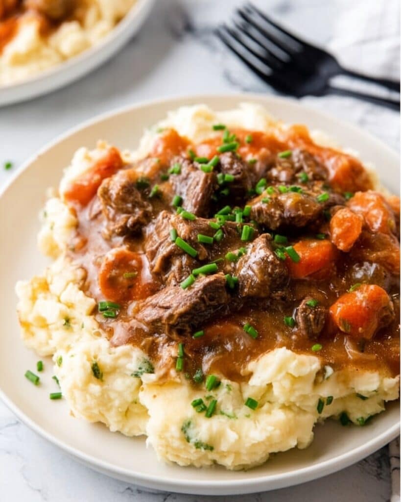 Fall Apple Cider Stew over Mashed Potatoes Recipe