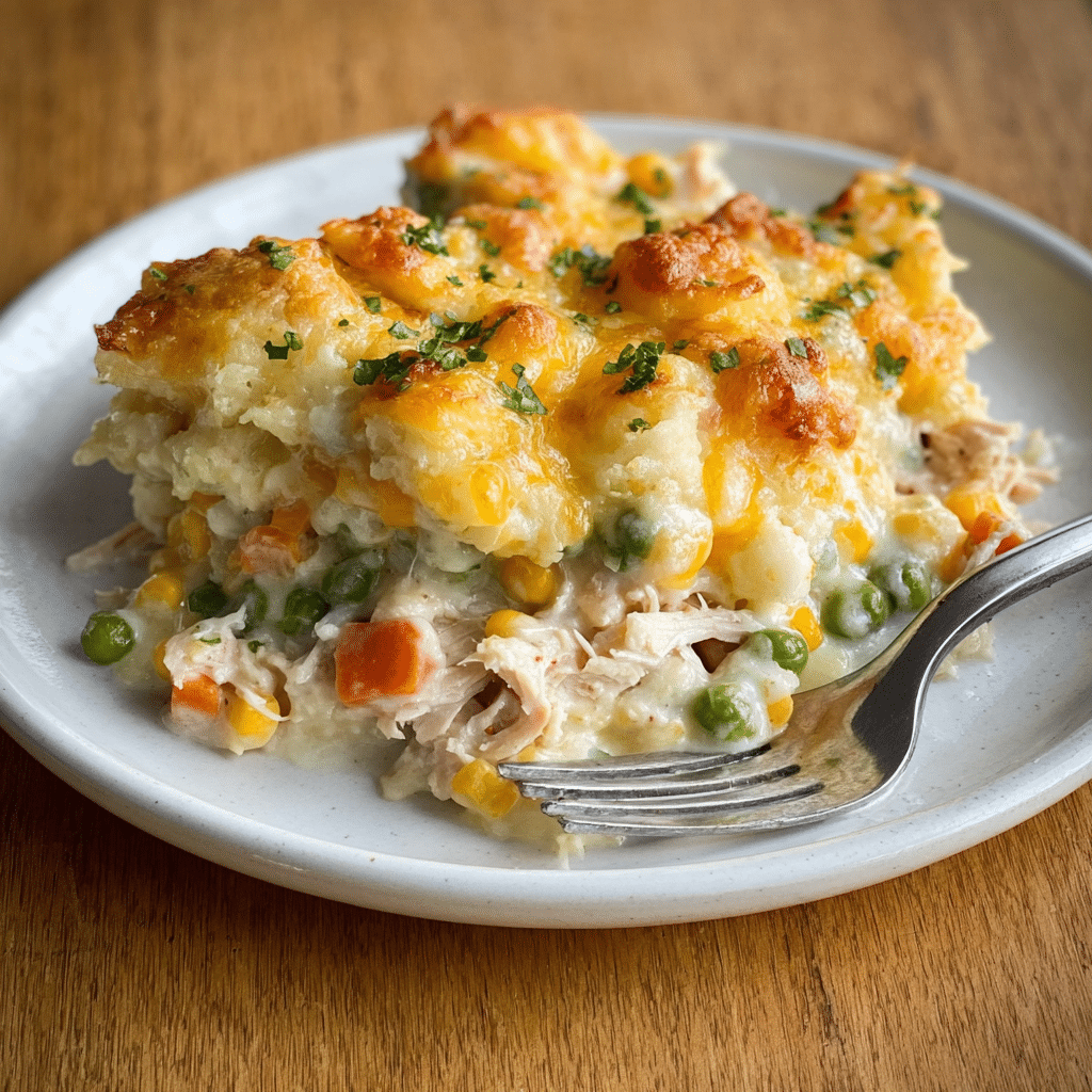 Easy Chicken Cobbler Dinner Casserole Recipe - Recipe Image