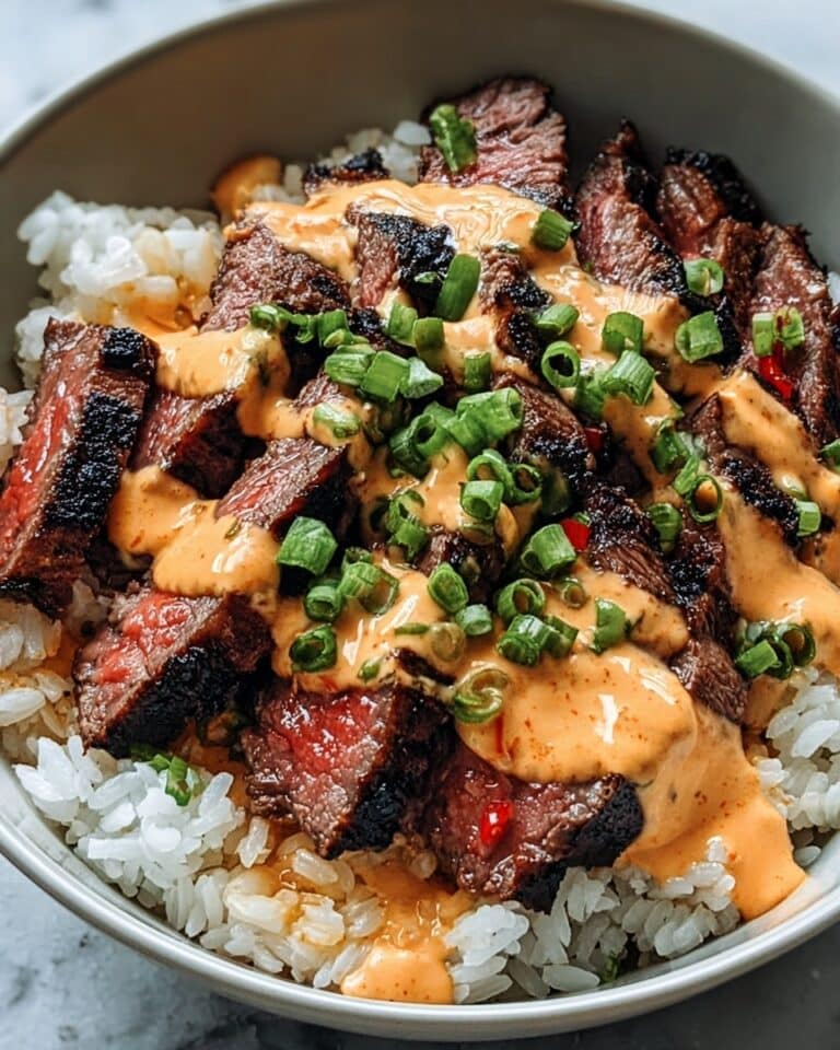 Korean BBQ Steak Rice Bowls with Spicy Cream Sauce Recipe