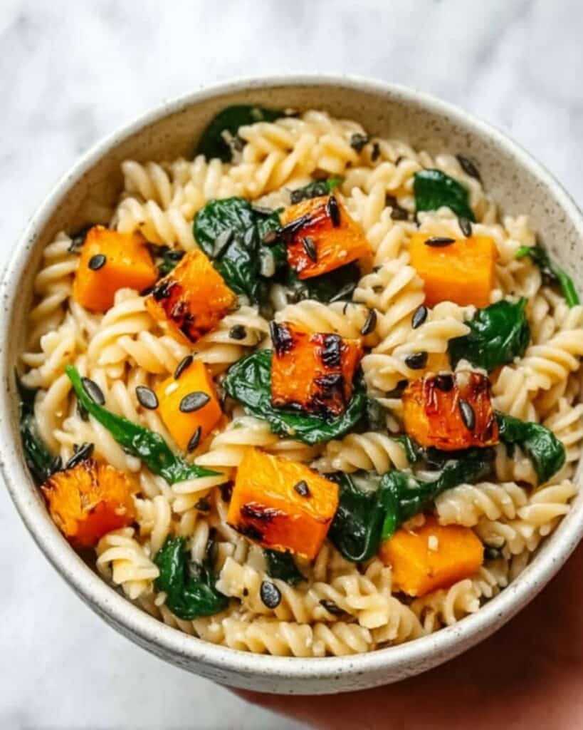Creamy Orzo with Roasted Butternut Squash and Spinach Recipe