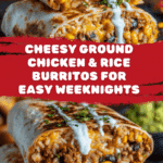 CHEESY GROUND CHICKEN & RICE BURRITOS Recipe
