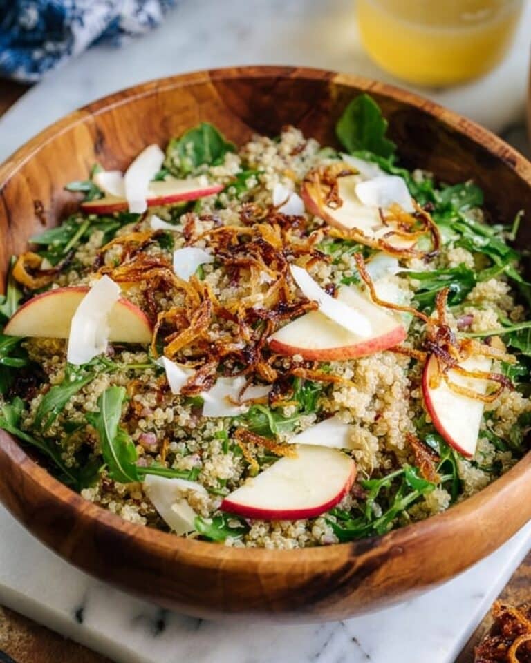 Honey Mustard Quinoa Apple Salad with Crispy Shallots Recipe