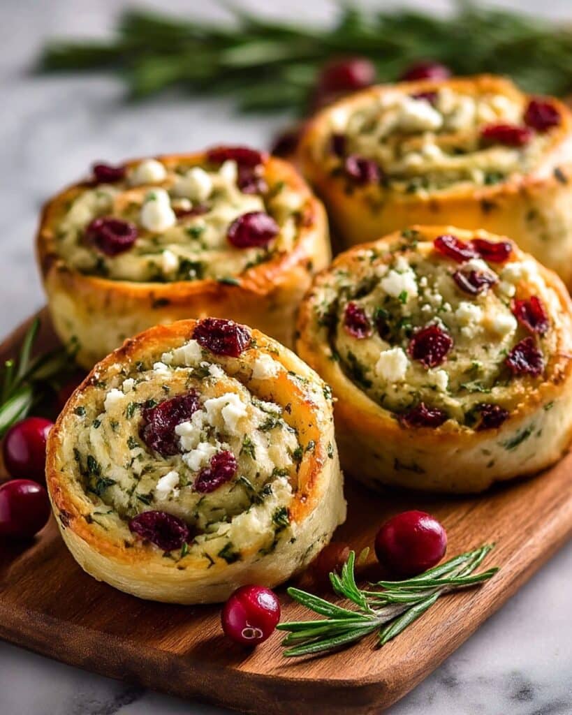 Cranberry Cream Cheese Pinwheels with Feta & Herbs Recipe