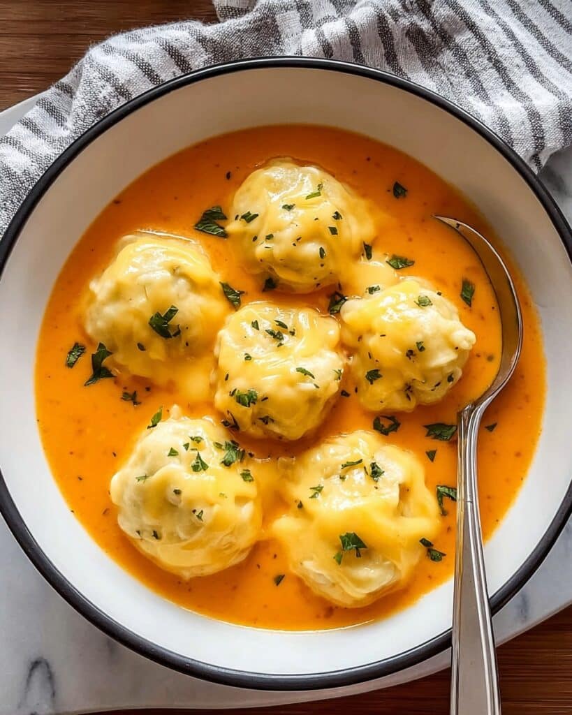 Tomato Soup with Cheese Dumplings Recipe