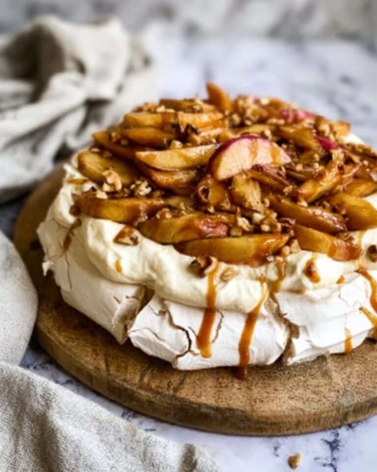 Autumn Pavlova with Apples, Maple Cream, and Salted Caramel Recipe