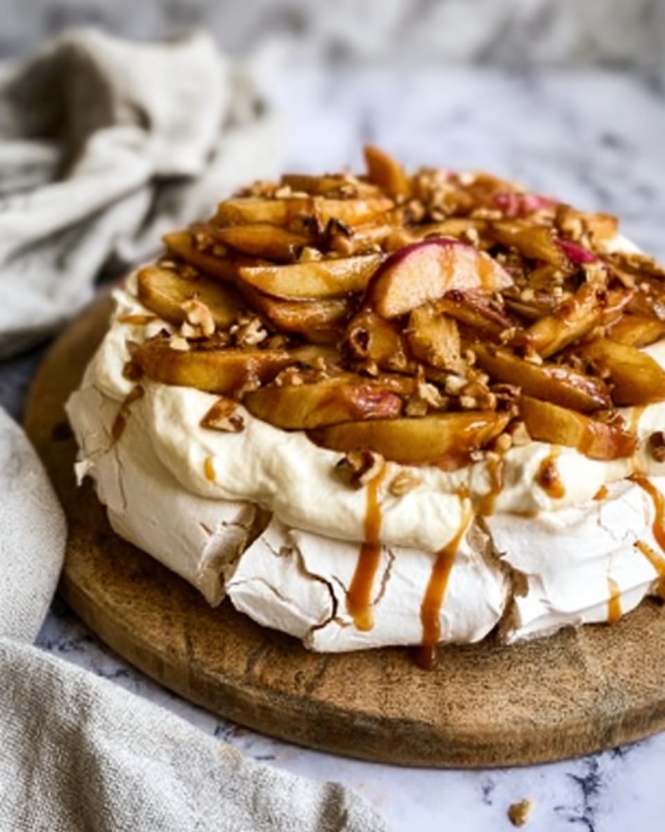 Autumn Pavlova with Apples, Maple Cream, and Salted Caramel Recipe