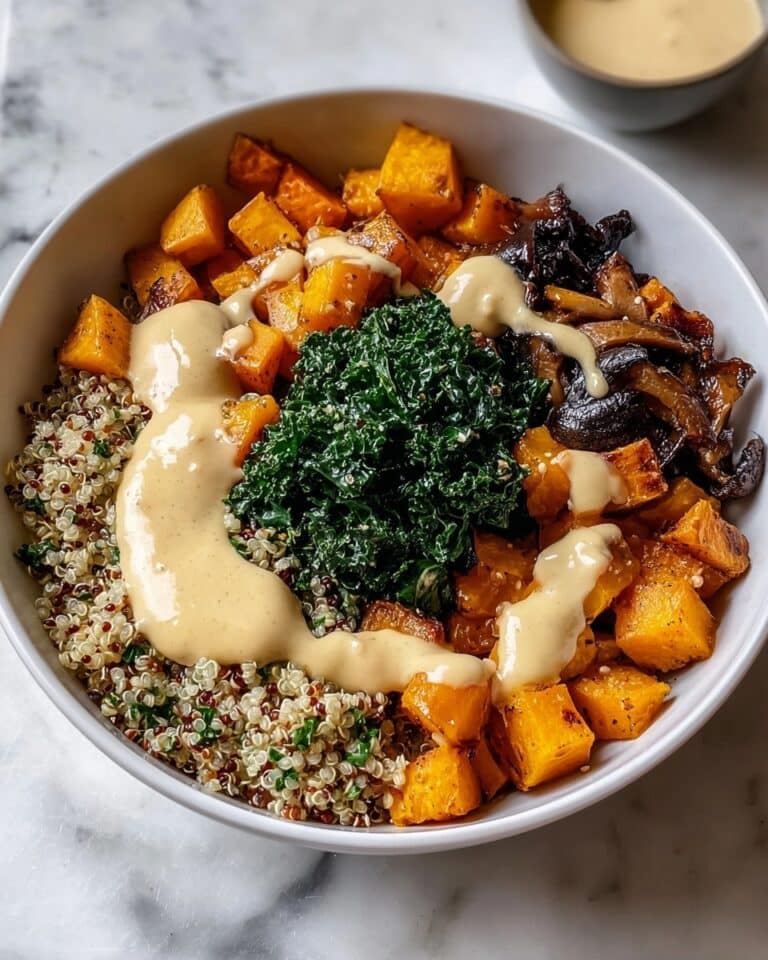 Autumn Glow Quinoa Bowls with Roasted Butternut Squash, Kale, and Maple-Tahini Dressing Recipe