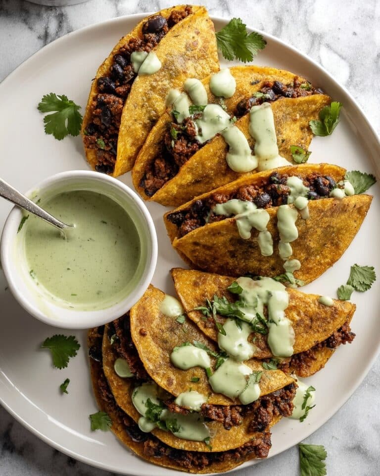 Crispy Baked Ground Turkey Tacos with Avocado Sauce Recipe