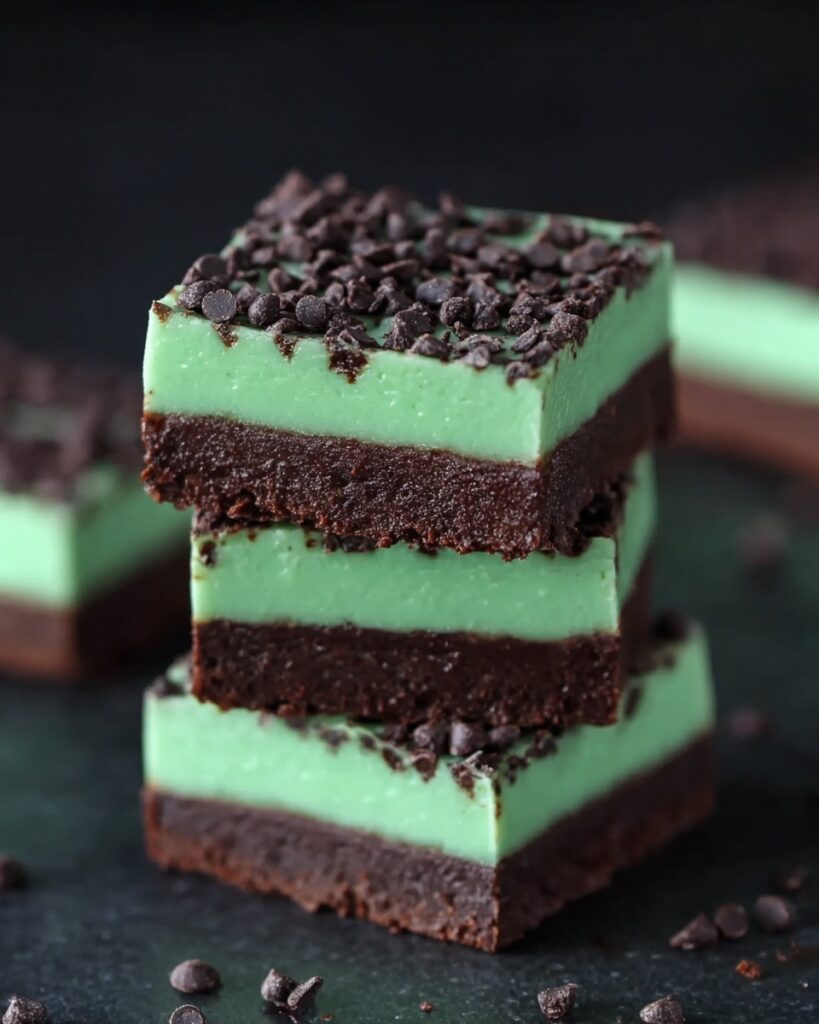 Mint Chocolate Chip Fudge Brownie Squares Recipe
