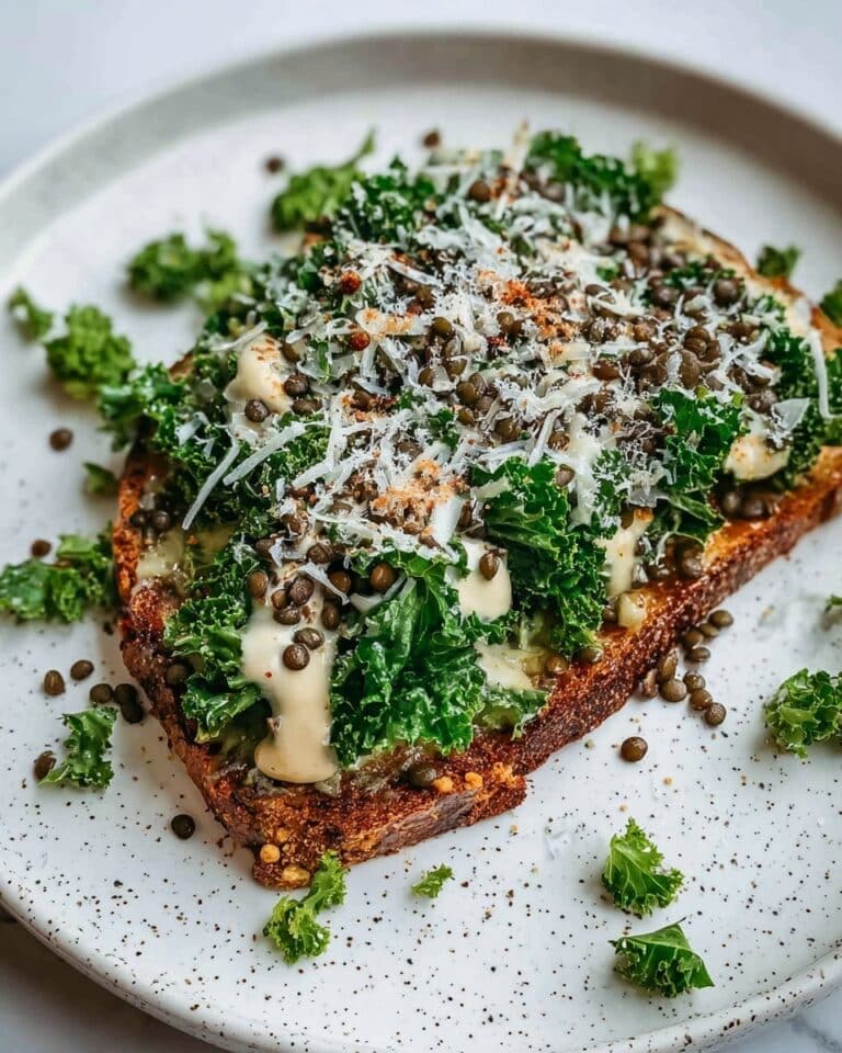 Vegan Kale Caesar Salad Toast Recipe