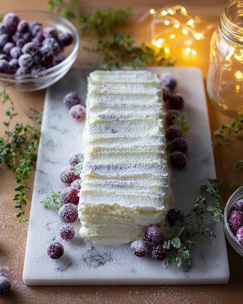 Gingerbread Yule Log with Cranberry and Chocolate Bark Recipe