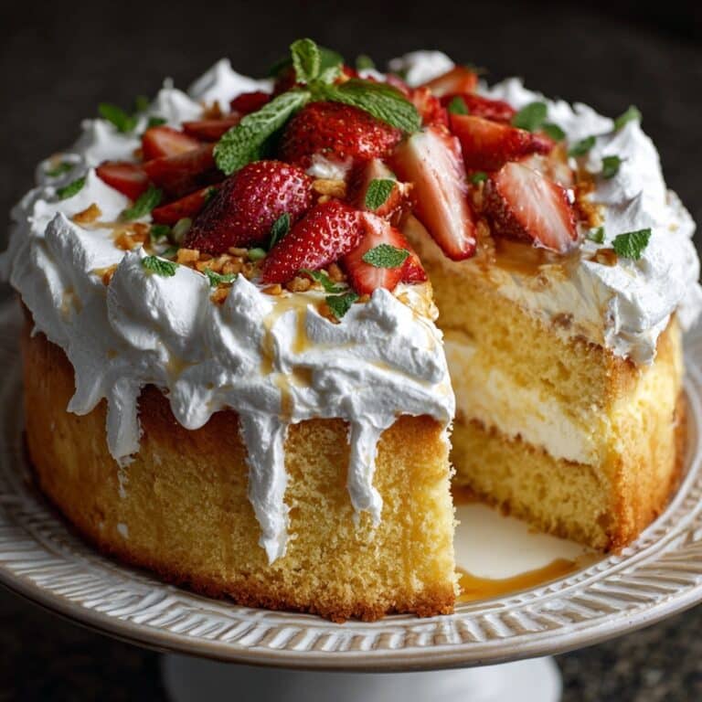Authentic Tres Leches Cake Recipe with Fresh Strawberry Garnish Recipe