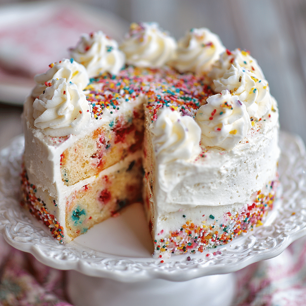 Vanilla Almond Rainbow Petal Cake Recipe - Recipe Image