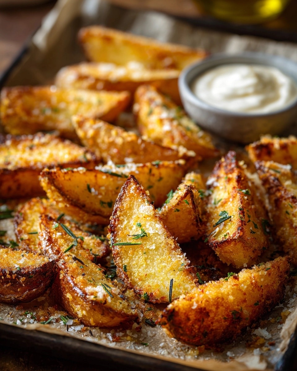 Baked Garlic Parmesan Potato Wedges Recipe - Recipe Image