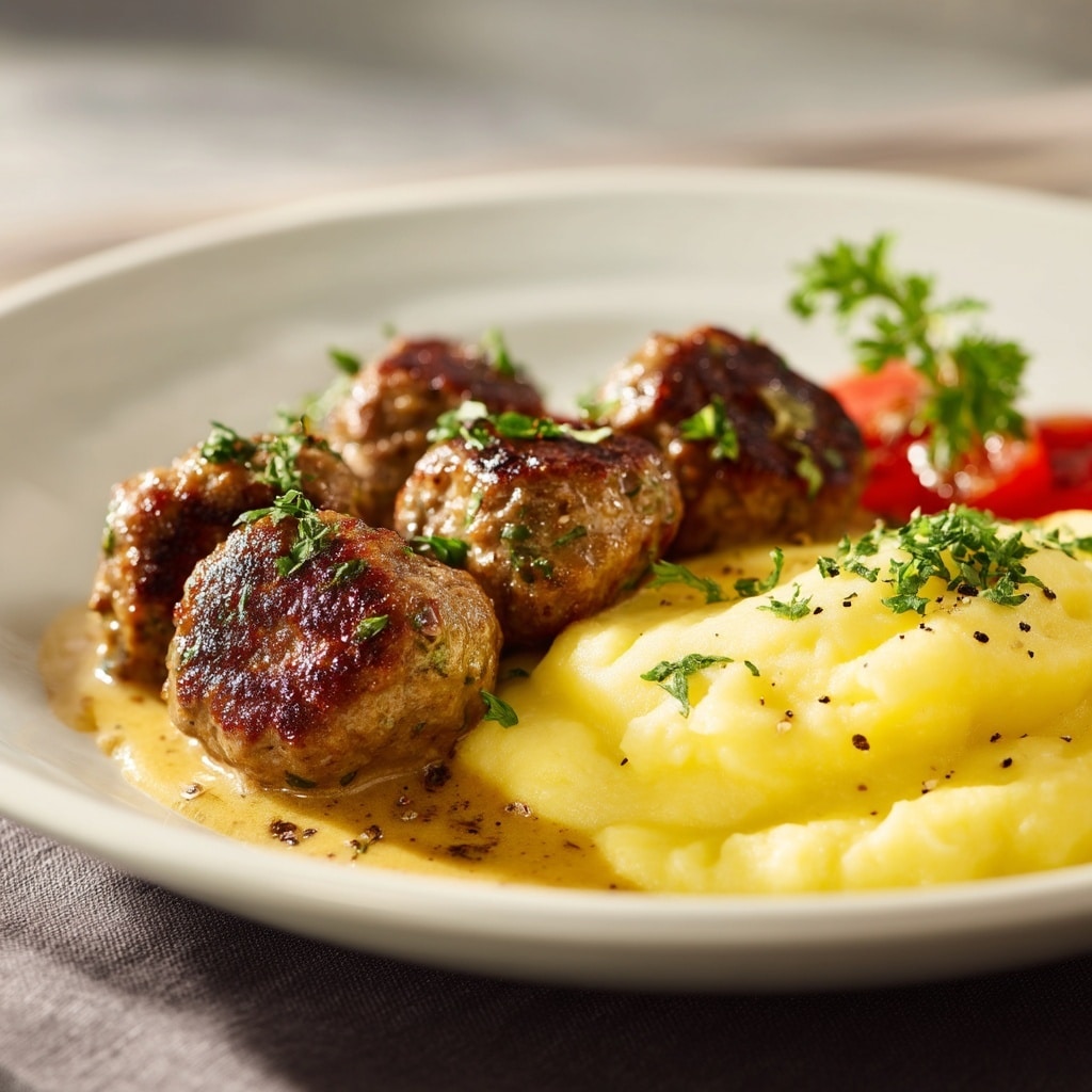 Greek Meatballs and Potatoes with Ladolemono Sauce Recipe