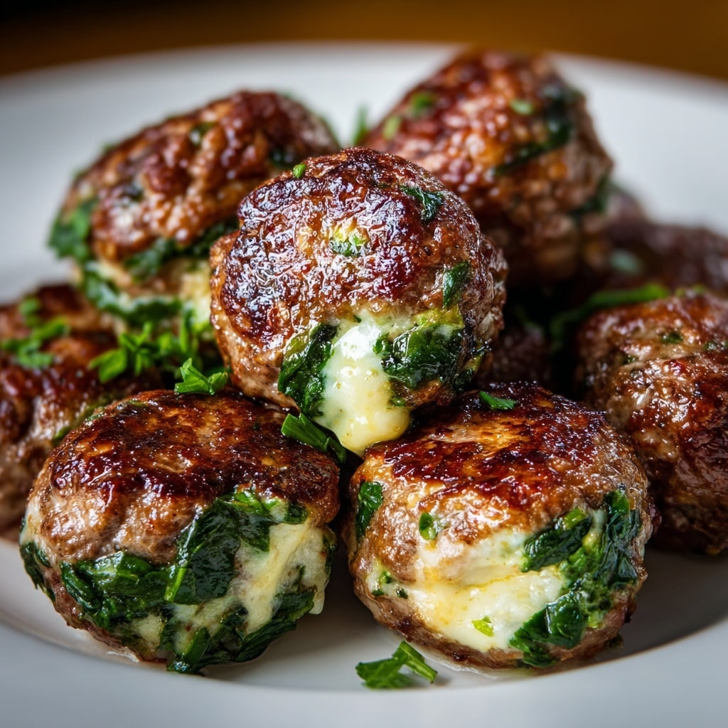 Mozzarella Stuffed Meatballs with Marinara and Spaghetti Recipe