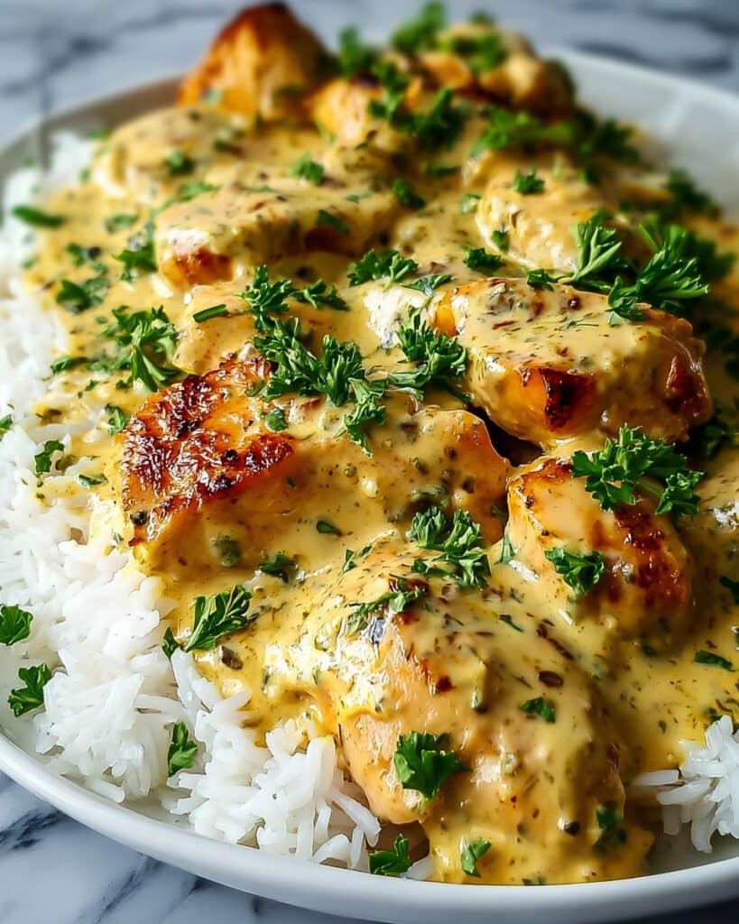 Creamy Smothered Chicken and Parmesan Rice Recipe