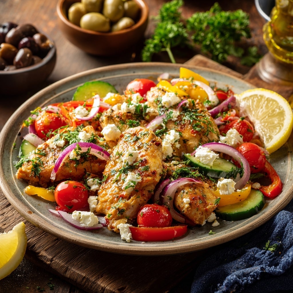 Slow Cooker Greek Chicken with Lemon, Garlic, and Mediterranean Herbs Recipe - Recipe Image