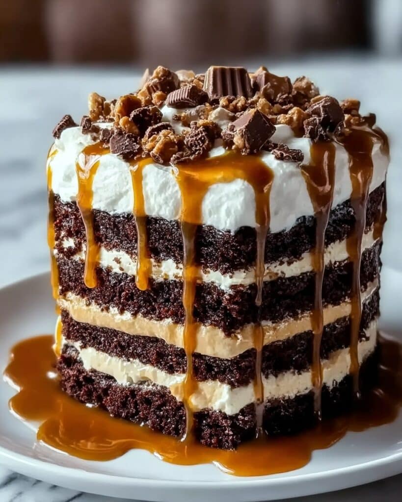 Irresistible Chocolate Caramel Toffee Crunch Cake Recipe