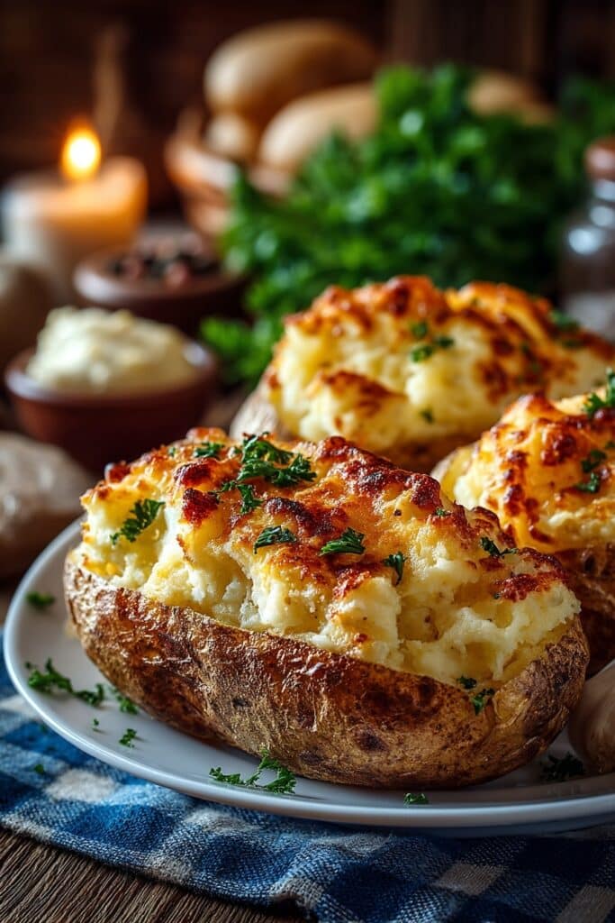 Cheesy Broccoli Stuffed Potatoes Recipe