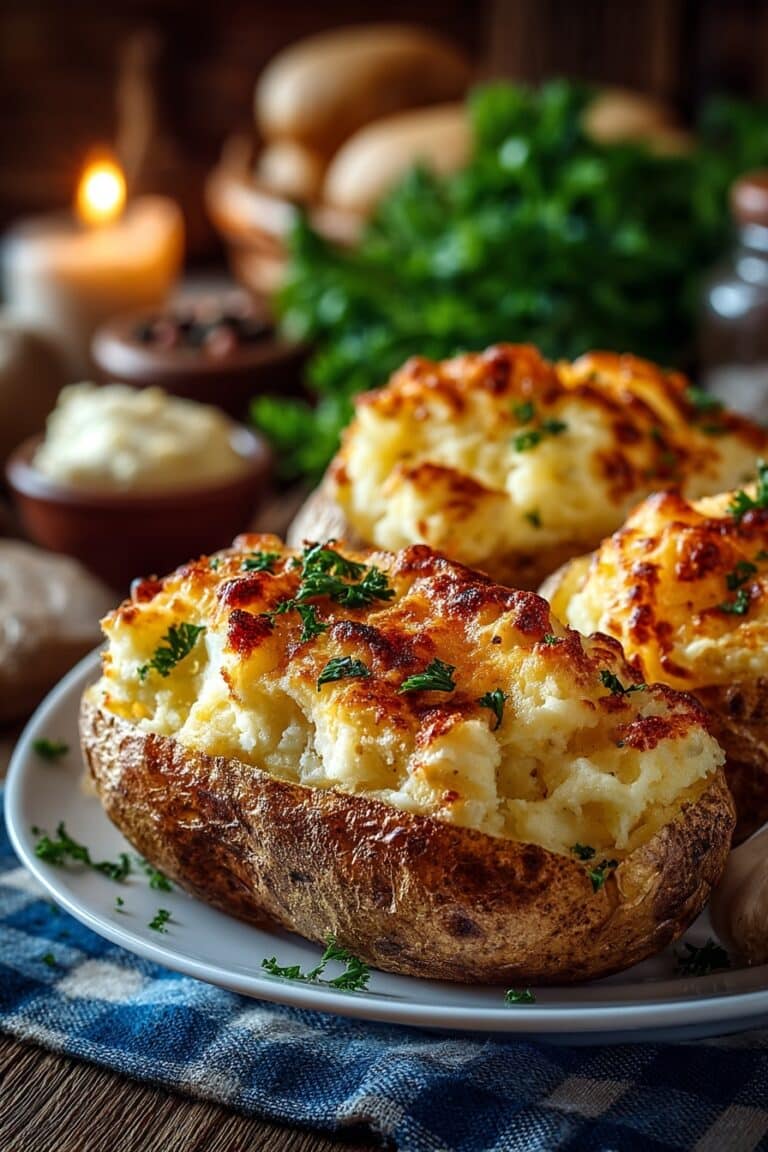 Cheesy Broccoli Stuffed Potatoes Recipe