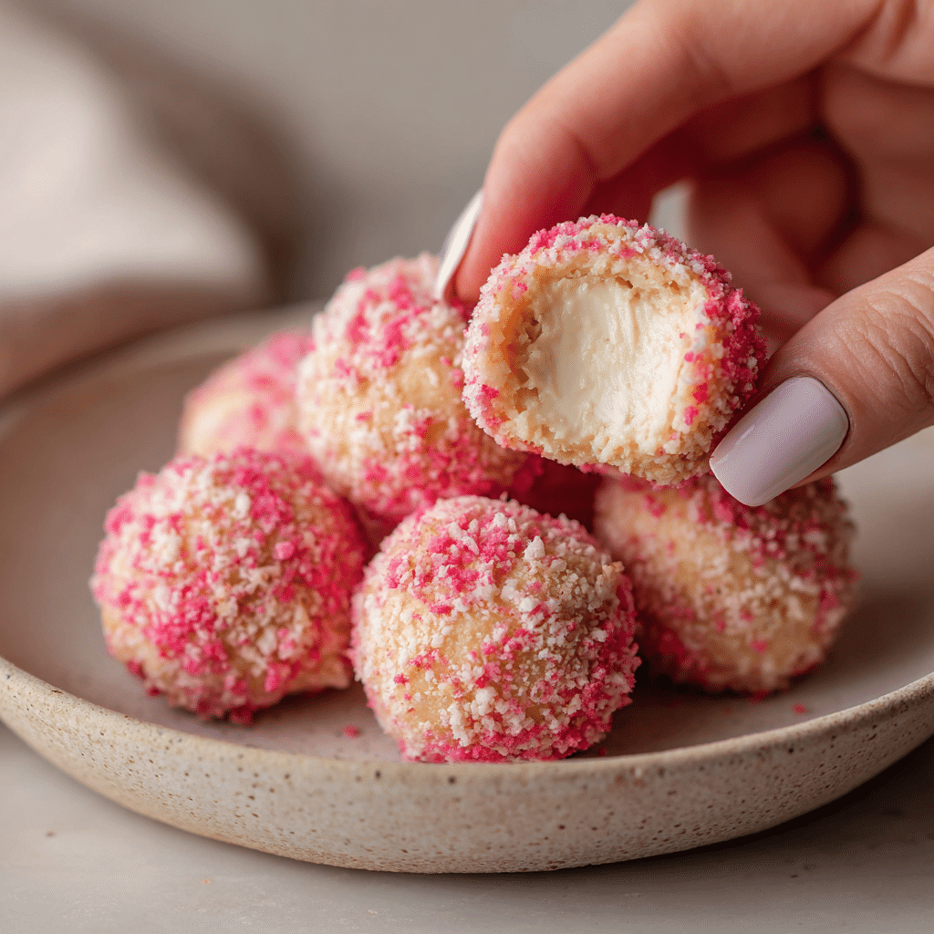 No-Bake Pink Velvet Cheesecake Bites Recipe - Recipe Image