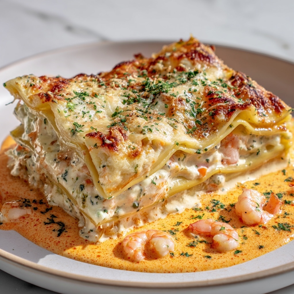 Seafood Lasagna with Shrimp, Crab, and Alfredo Sauce Recipe