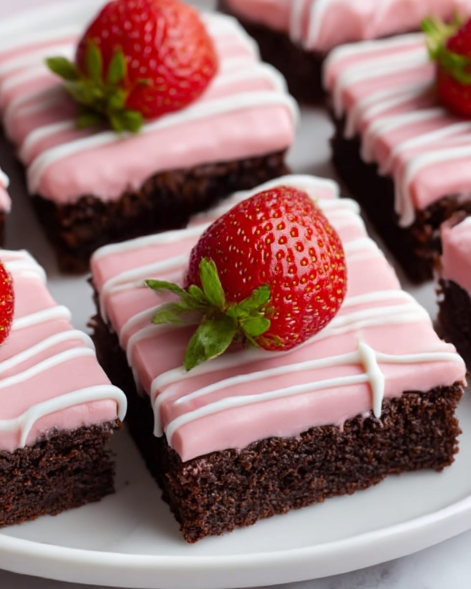 Strawberry Frosted Heart-Shaped Brownies Recipe - Recipe Image