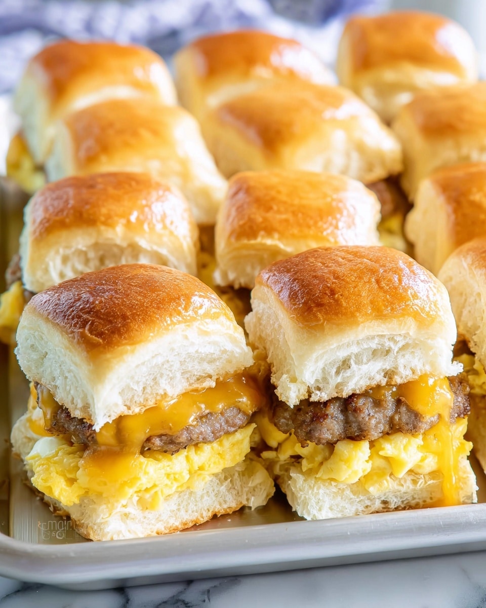 Sausage Egg and Cheese Breakfast Sliders with Maple Syrup Glaze Recipe - Recipe Image
