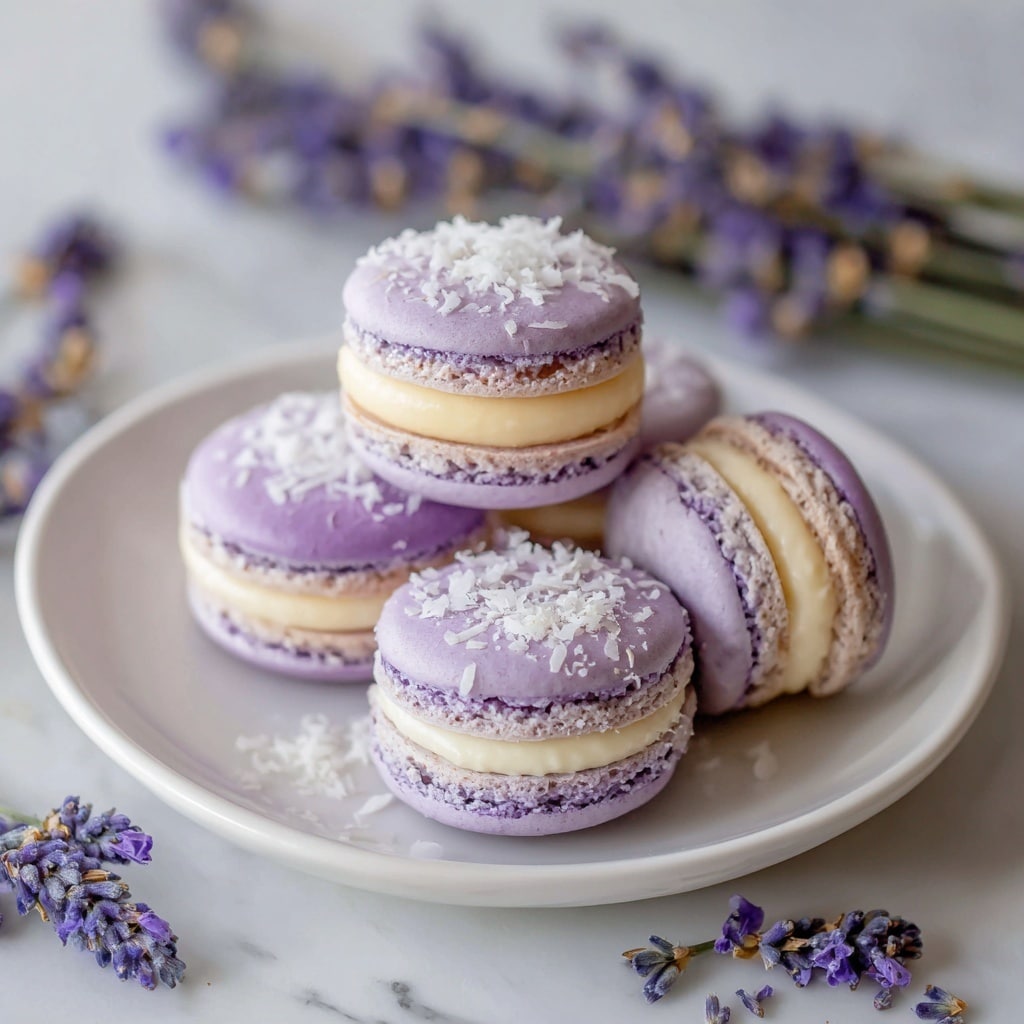 Floral Lavender Meringue Clouds with Honeyed Crème Fraîche and Pressed Pansies Recipe - Recipe Image