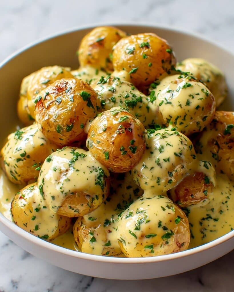 Creamy Garlic Baby Potatoes Recipe
